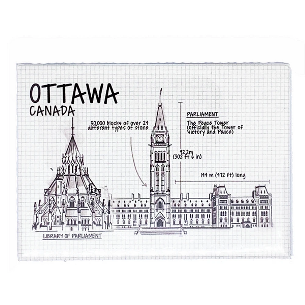 Canadian Parliament Architectural Drawing Magnet