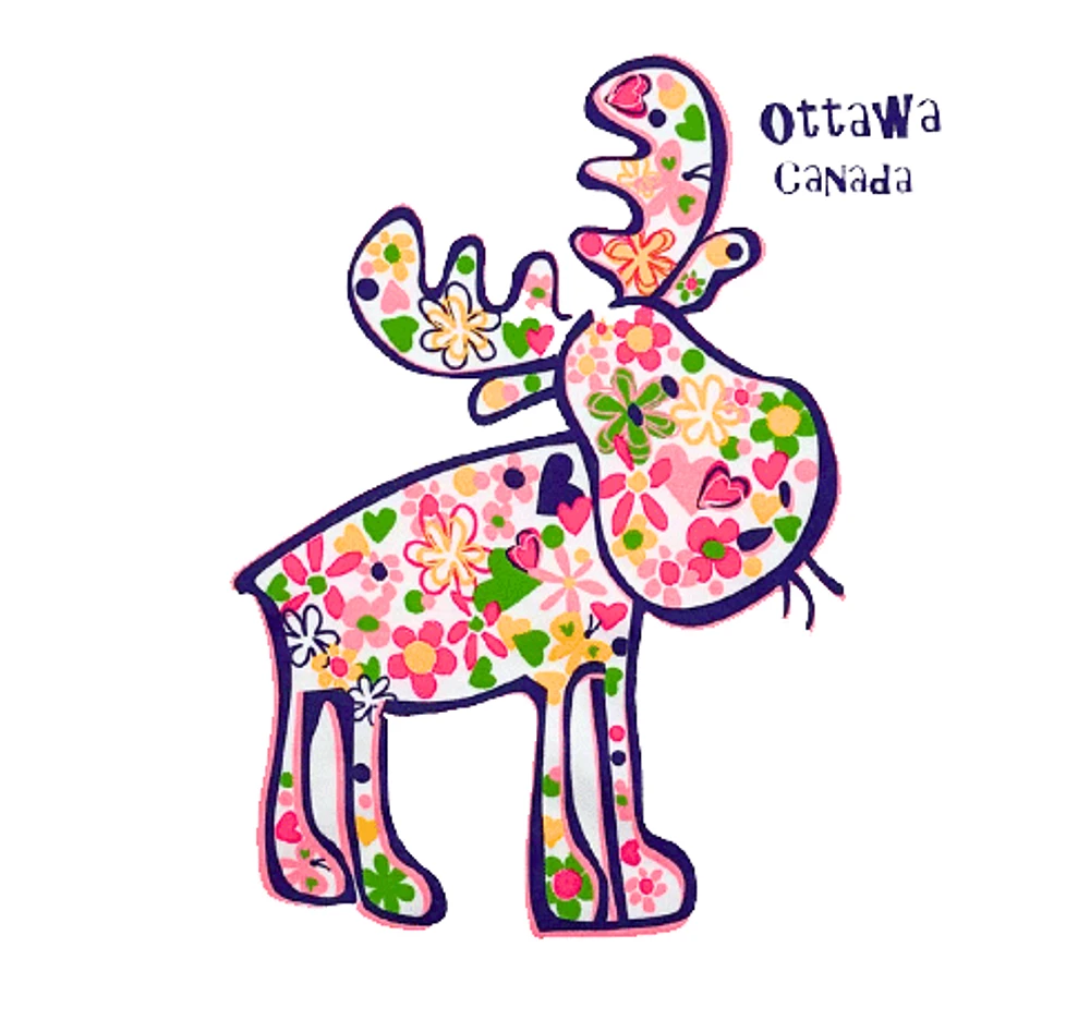 Kid's Floral Moose Ottawa, Canada T-Shirt