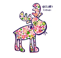 Kid's Floral Moose Ottawa, Canada T-Shirt