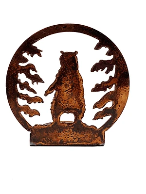 Weathered Standing Bear Candle Holder