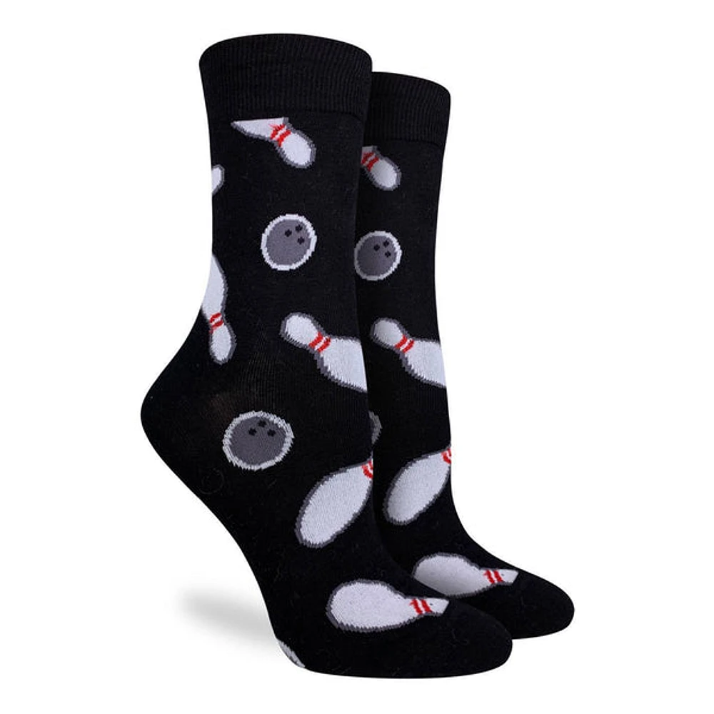 Women's Bowling Black Crew Socks