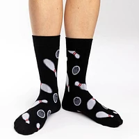 Women's Bowling Black Crew Socks