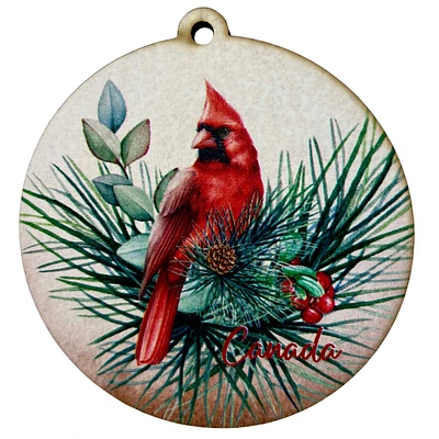 Canada Cardinal Wood Ornament