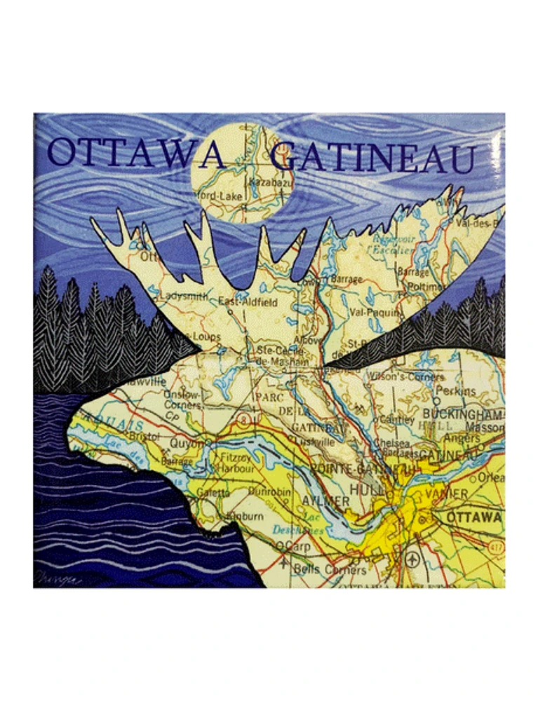 Moose Ottawa Canada Map Magnet