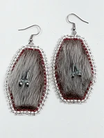 Beaded Sealskin Earrings - Sarah Qitsualuk