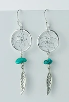 First Nations Dream Catcher Feathered Earrings