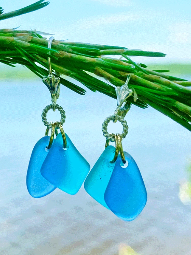 Turquoise Sea Glass Earrings