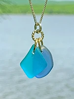 Turquoise Sea Glass Double Pendant