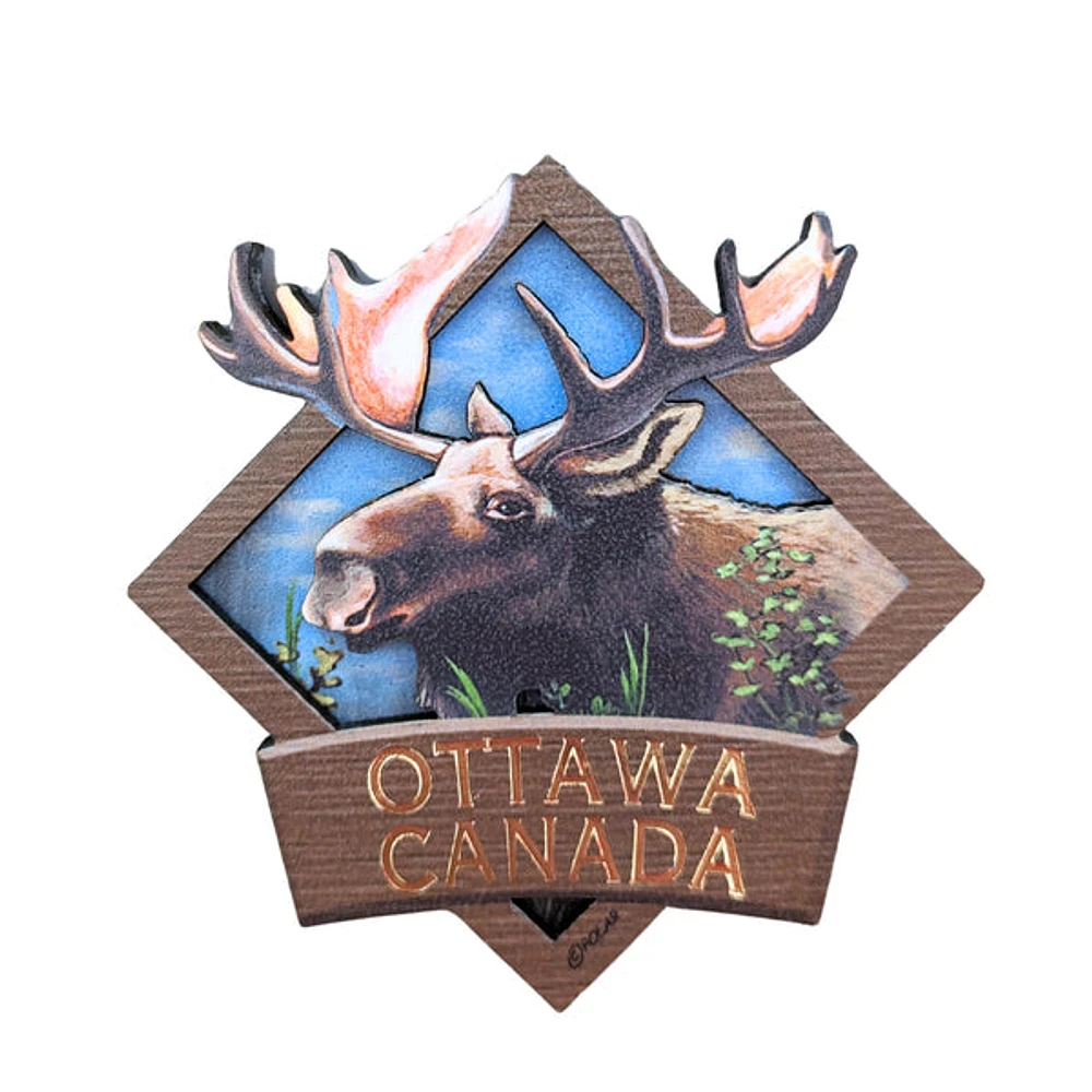 Ottawa Canada Moose - Wooden Magnet