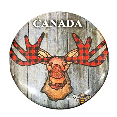 Funky Plaid Moose Magnet