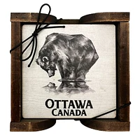 Ottawa Reflecting Bear Coasters Set with Holder