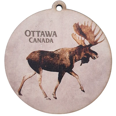 Ottawa Canada Moose Wood Ornament