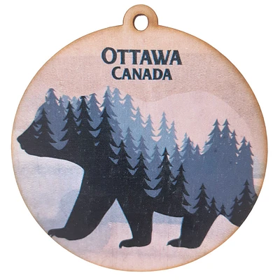 Canada Mountain Bear Wood Ornament