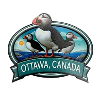 Ottawa Canada 2D Puffin - Wooden Magnet