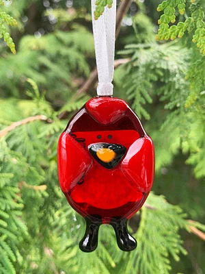 Fused Glass Cardinal Ornament