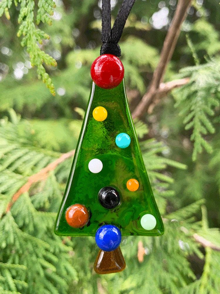 Fused Glass Christmas Tree Ornament