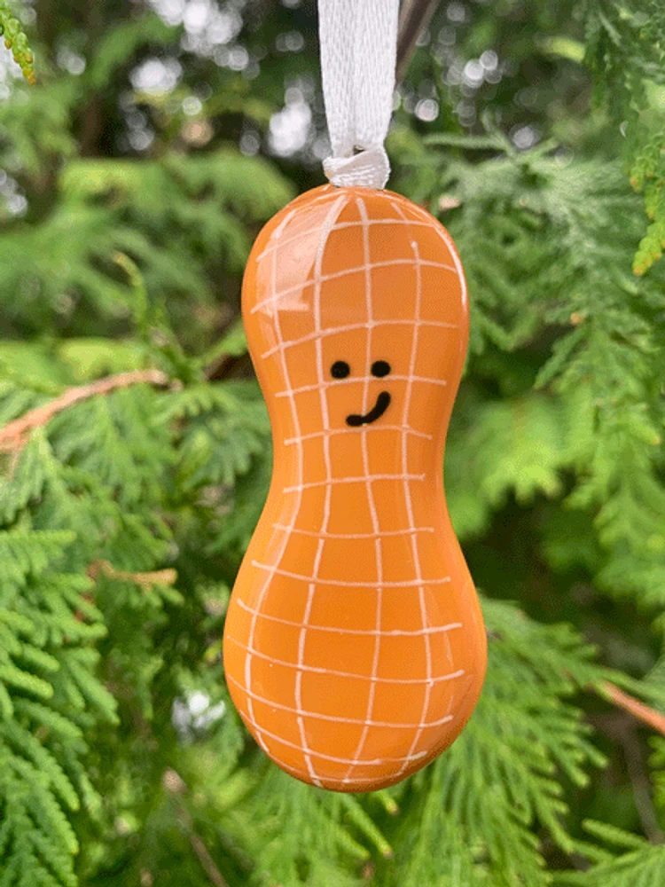 Fused Glass Peanut Ornament