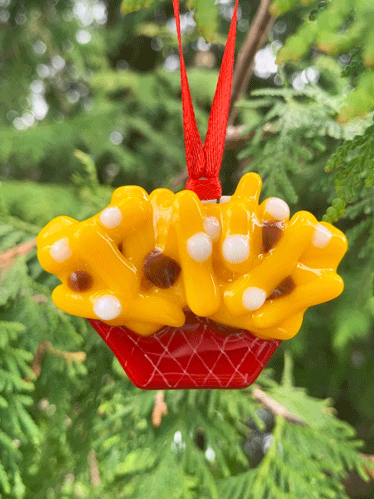 Fused Glass Poutine Ornament