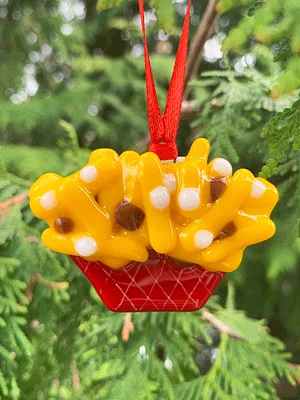 Fused Glass Poutine Ornament