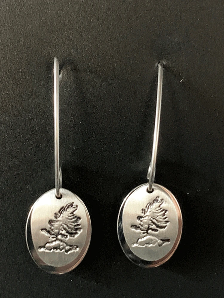 Silver Windswept Pine Earrings - Double