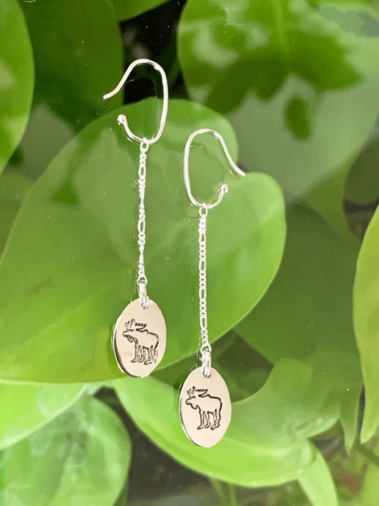 Silver Moose Earrings