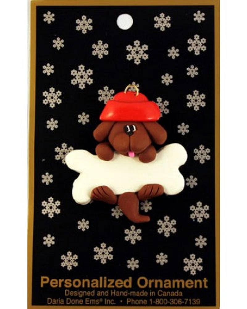 Brown Dog & Bone Ornament