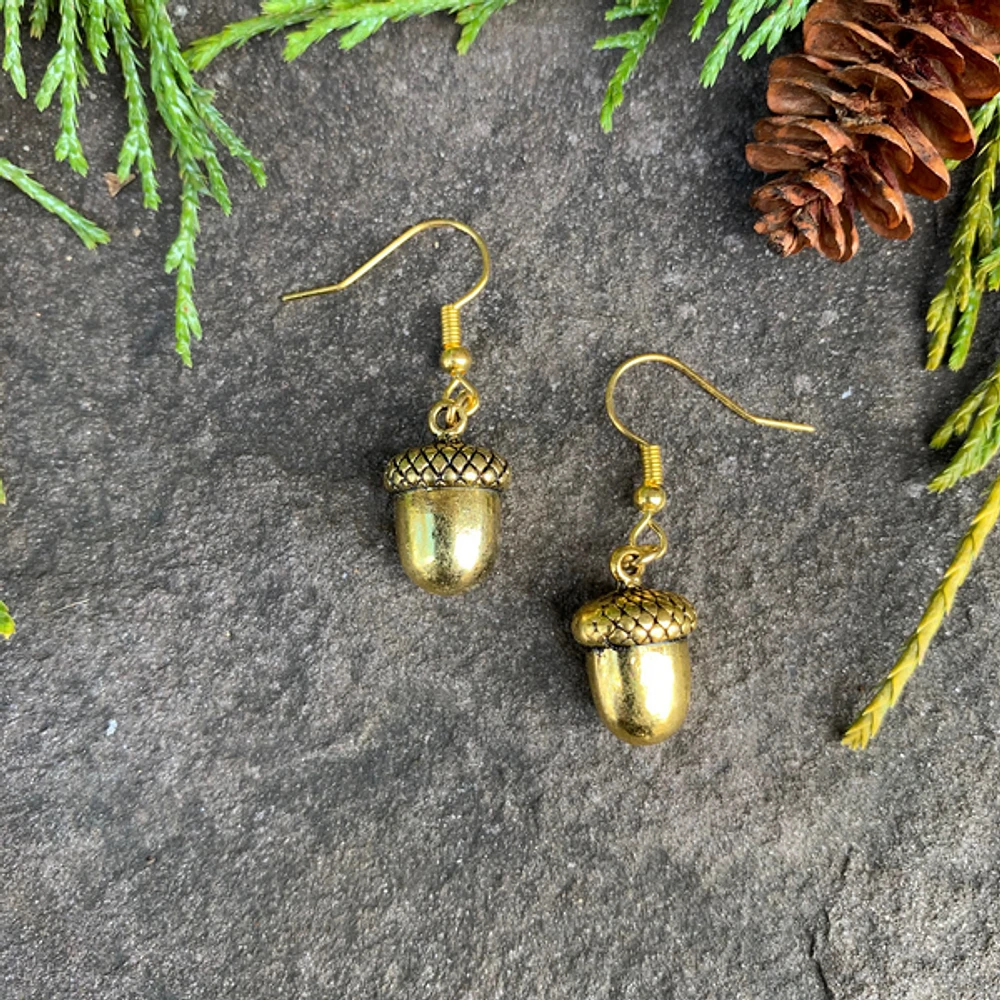 Gold Acorn Earrings