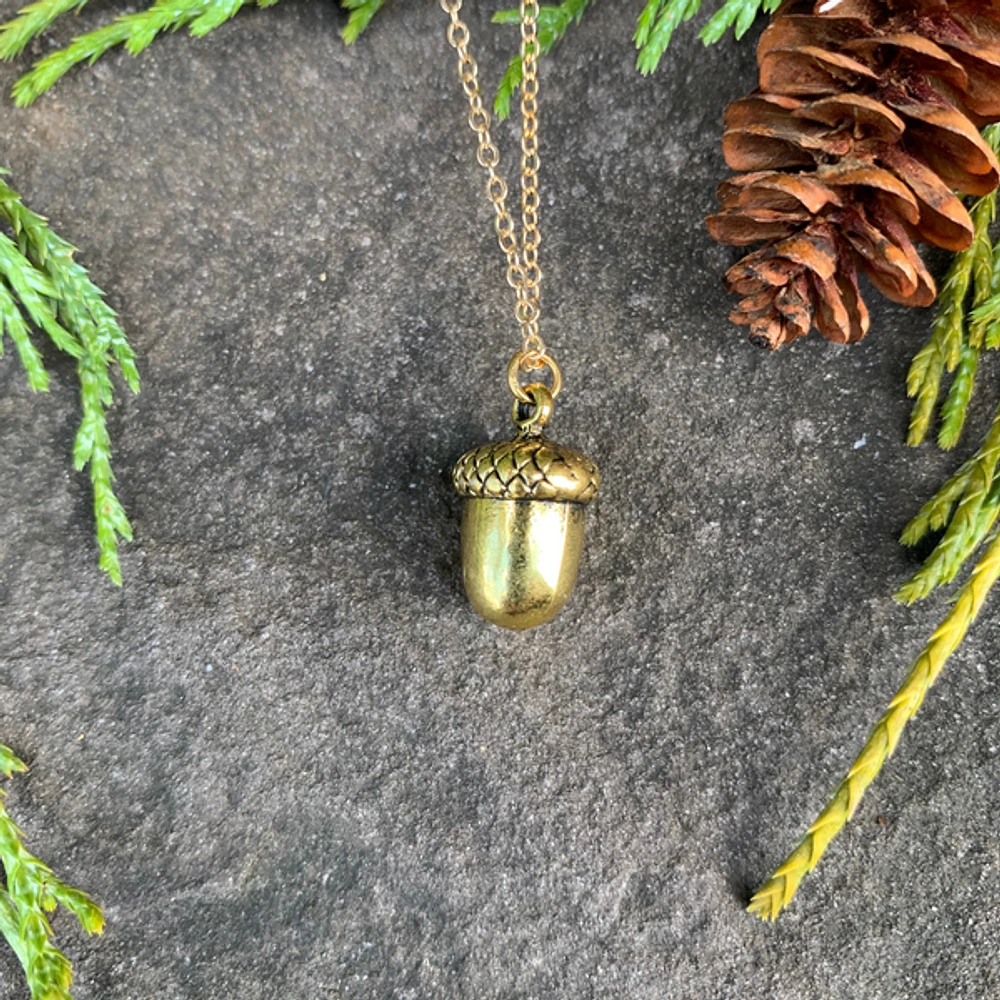 Gold Acorn Pendant