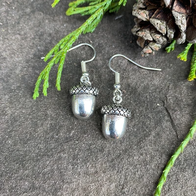 Silver Acorn Earrings