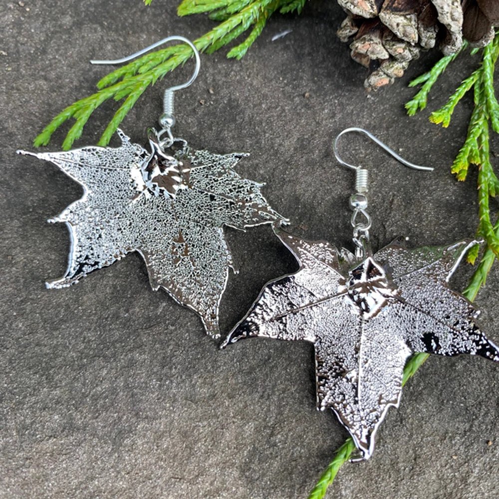 Silver Maple Leaf Earrings