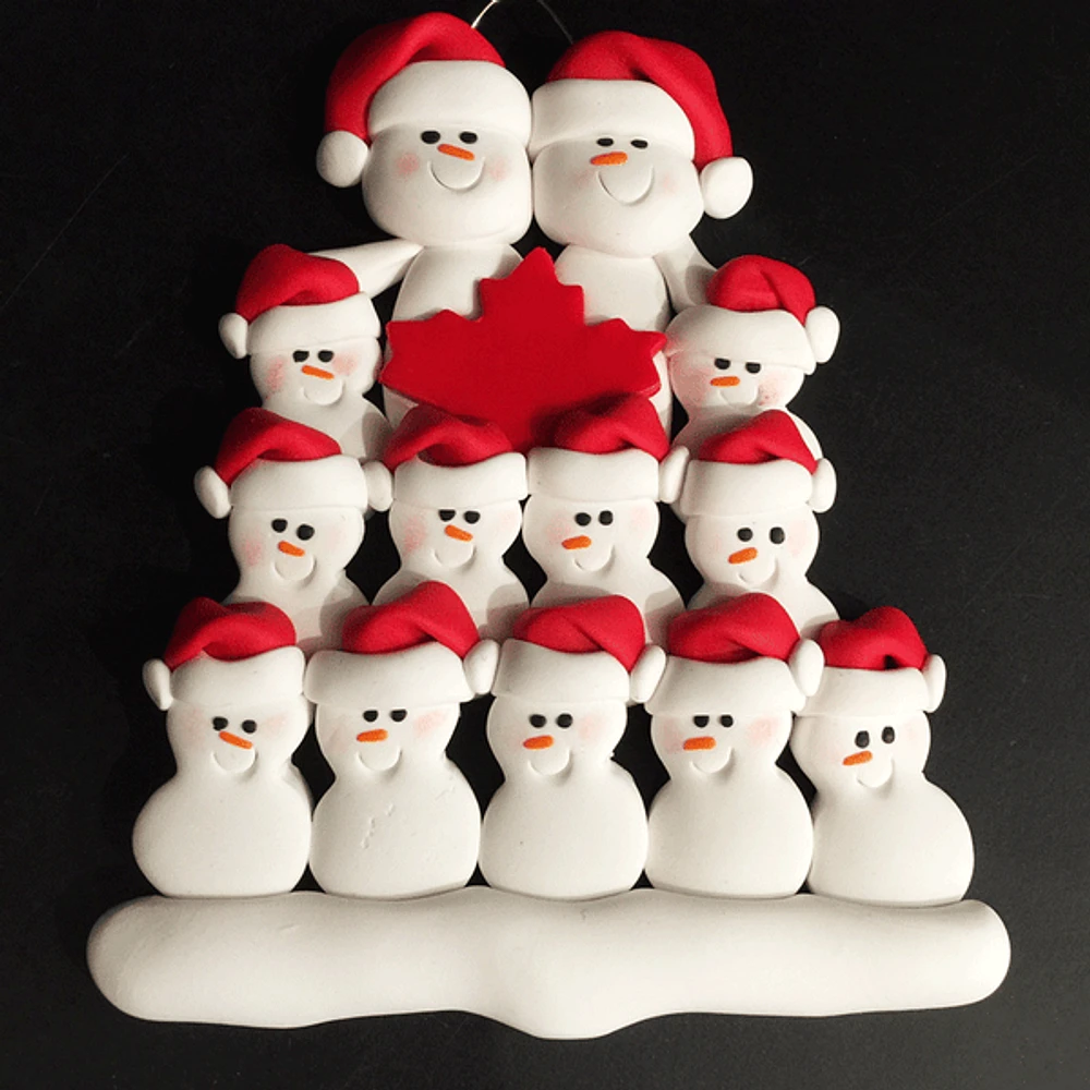 Maple Leaf Snowman Family of Thirteen Ornament