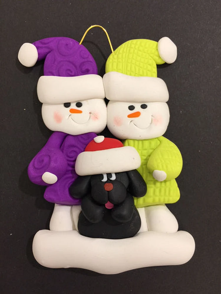 Couple with Black Dog Ornament