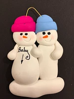 Expecting Snowman Couple Ornament