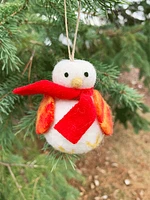 Felted Wool Snow Bird Ornament