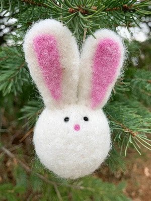 Felted Wool Bunny Ornament