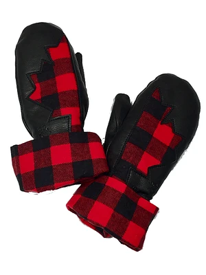 Canadian Deerskin Checkered Mitts