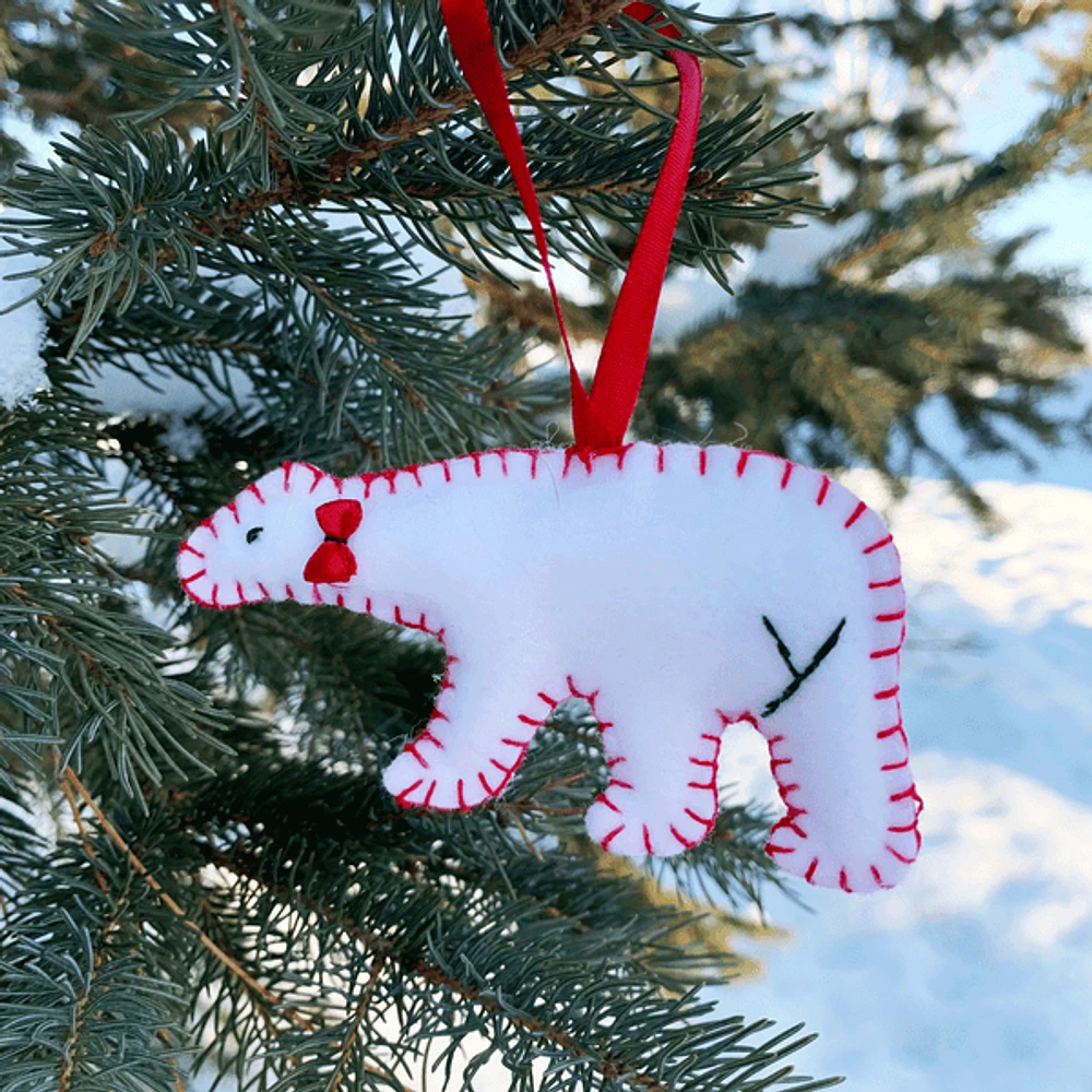 Inuit Polar Bear Felt Ornament