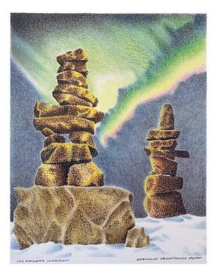 "My Father's Inukshuk" Inuit Art Card