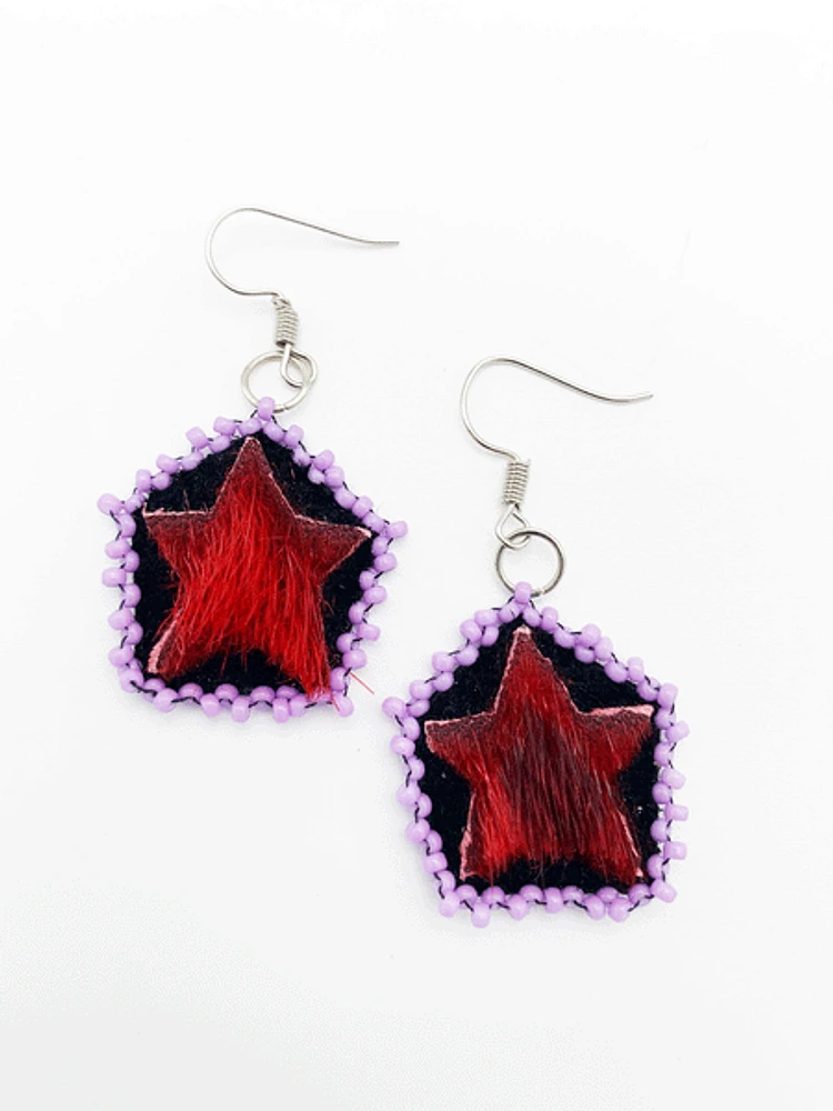 Beaded Star Sealskin Earrings