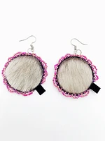 Beaded Sacred Drum Sealskin Drum Earrings - Kelly Ineak