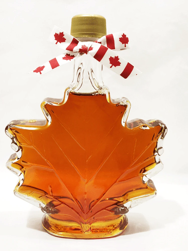 Maple Syrup Glass Leaf Bottle