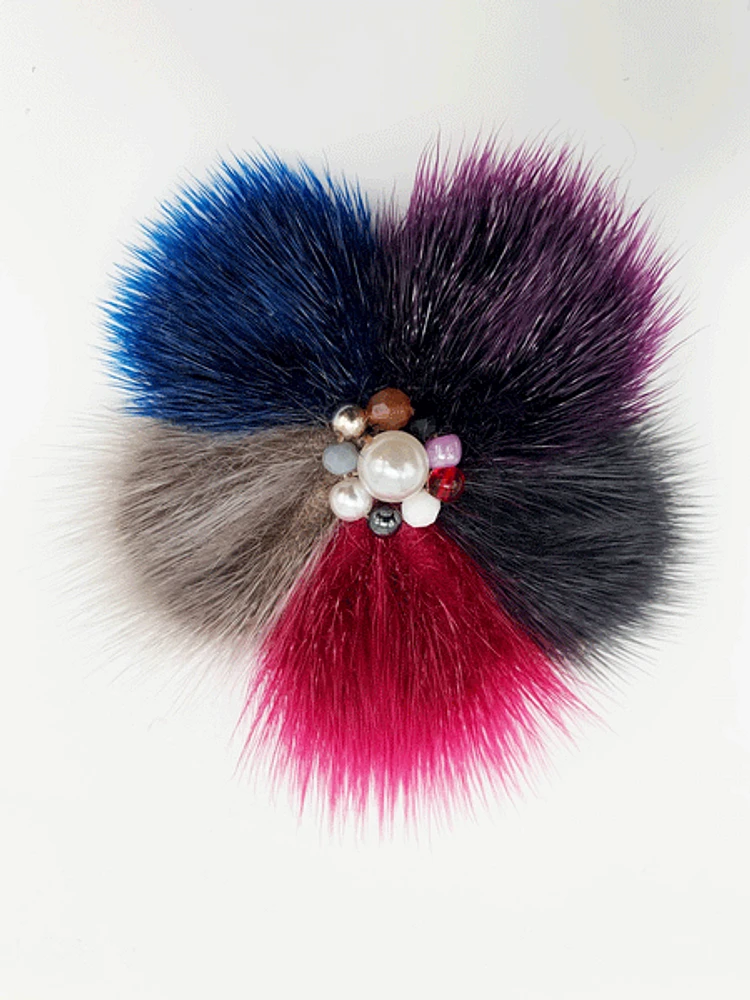 Multicoloured Sealskin Flower Brooch - Sanija Padluq