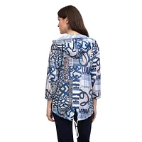 LINEA DOMANI PRINTED HOODED CARDIGAN