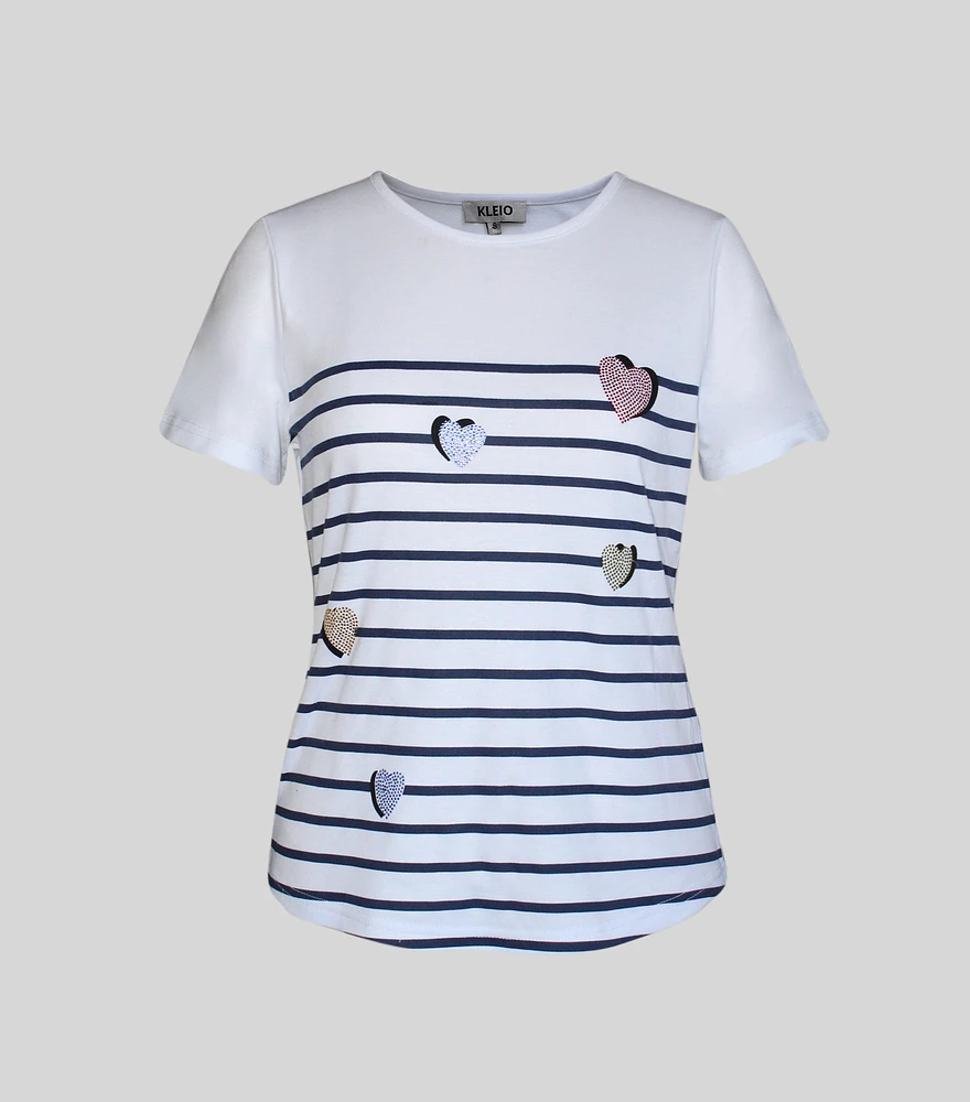 KLEIO STRIPED T-SHIRT WITH HEARTS