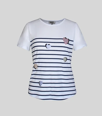 KLEIO STRIPED T-SHIRT WITH HEARTS
