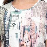 KLEIO CITY PRINT T-SHIRT WITH EMBELLISHMENT