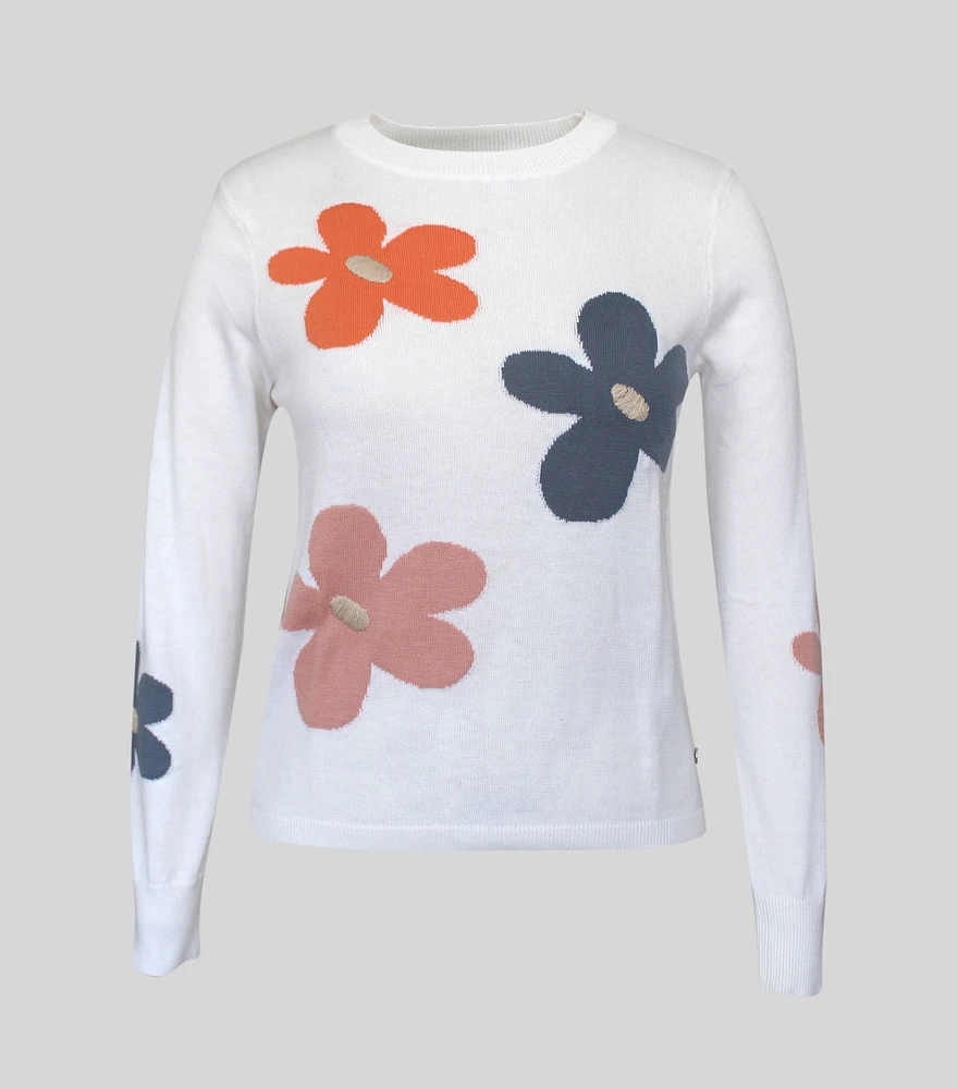 POINT ZERO CREW NECK FLORAL SWEATER