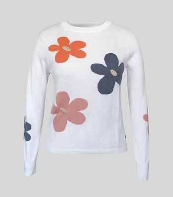 POINT ZERO CREW NECK FLORAL SWEATER