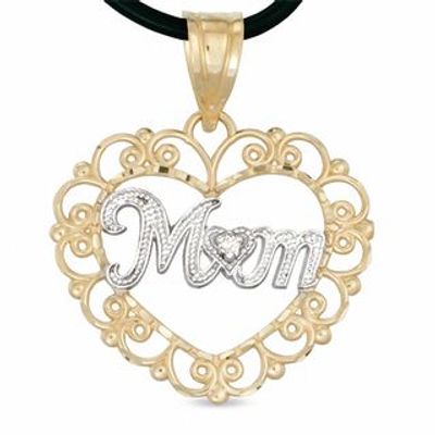 10K Two-Tone Gold Mom in Heart Charm|Peoples Jewellers