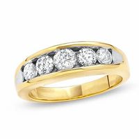 Ladies' 1.00 CT. T.W. Diamond Graduated Five Stone Wedding Band in 14K Gold|Peoples Jewellers